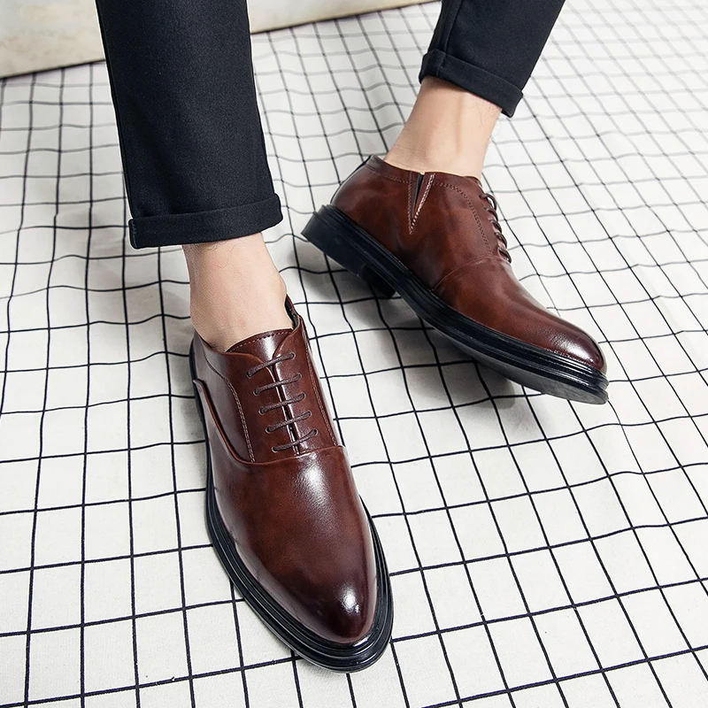 Men Formal Business Thick Soled Lace-up Oxford Shoes Luxury Men's Dress Shoes Male Casual Leather Wedding Party Loafers Big Size
Men Formal Business Thick Soled Lace-up Oxford Shoes Luxury Men's Dress Shoes Male Casual Leather Wedding Party Loafers Big Size