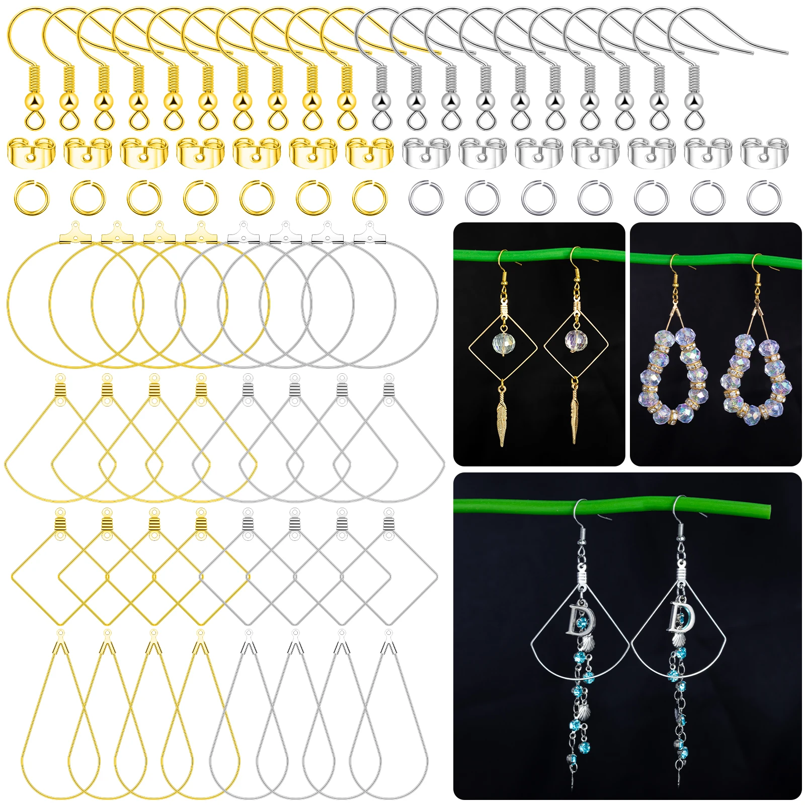 580 Pieces Gold Earring Hooks for Jewelry Making, Earring Findings Supplies with Earrings Hooks, Backs, Pins and Earring hoop
580 Pieces Gold Earring Hooks for Jewelry Making, Earring Findings Supplies with Earrings Hooks, Backs, Pins and Earring hoop