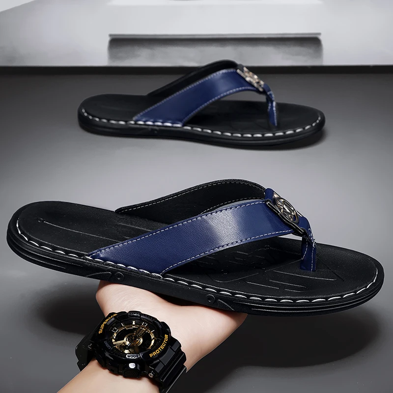 Flip Flops Slippers Summer Shoes Men Slippers Genuine Leather Mens Flip Flops Flat Mens Sandals Holiday Non-slip Students Slides
Flip Flops Slippers Summer Shoes Men Slippers Genuine Leather Mens Flip Flops Flat Mens Sandals Holiday Non-slip Students Slides