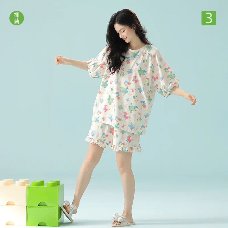 Summer Cartoon Sleepwear Set for Women 2-Piece A-Class Cute Short-Sleeve Pure Cotton Casual Home Clothes
Summer Cartoon Sleepwear Set for Women 2-Piece A-Class Cute Short-Sleeve Pure Cotton Casual Home Clothes