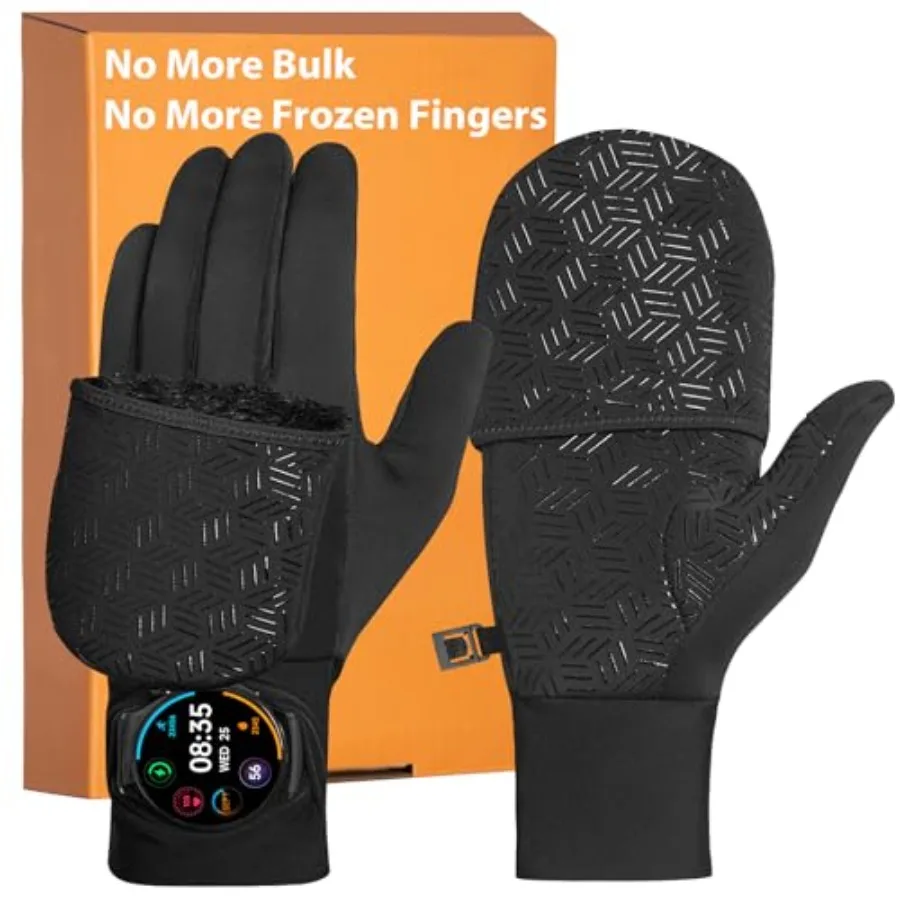 Winter Running Gloves Men Women Cold Weather, Touchscreen Convertible Mittens Warm Thermal Gloves with Watch Window
Winter Running Gloves Men Women Cold Weather, Touchscreen Convertible Mittens Warm Thermal Gloves with Watch Window