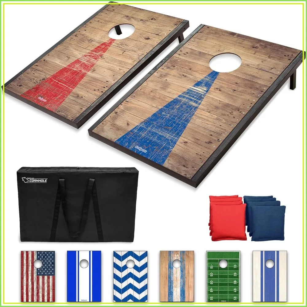 Portable Cornhole Set 3x2 ft with 8 Bean Bags, Travel Case & Rules - Farmhouse Style
Portable Cornhole Set 3x2 ft with 8 Bean Bags, Travel Case & Rules - Farmhouse Style