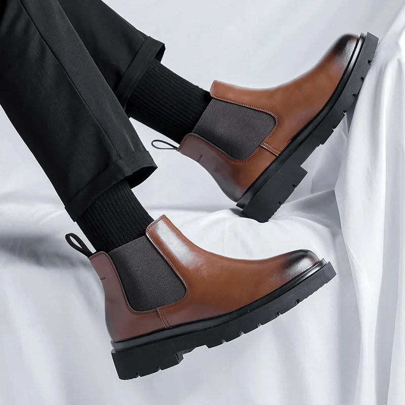 New Autumn Winter High Quality Men Leather Shoes Business Work Ankle Boots Outdoor Chelsea Boots Slip-On Round Toe Black
New Autumn Winter High Quality Men Leather Shoes Business Work Ankle Boots Outdoor Chelsea Boots Slip-On Round Toe Black