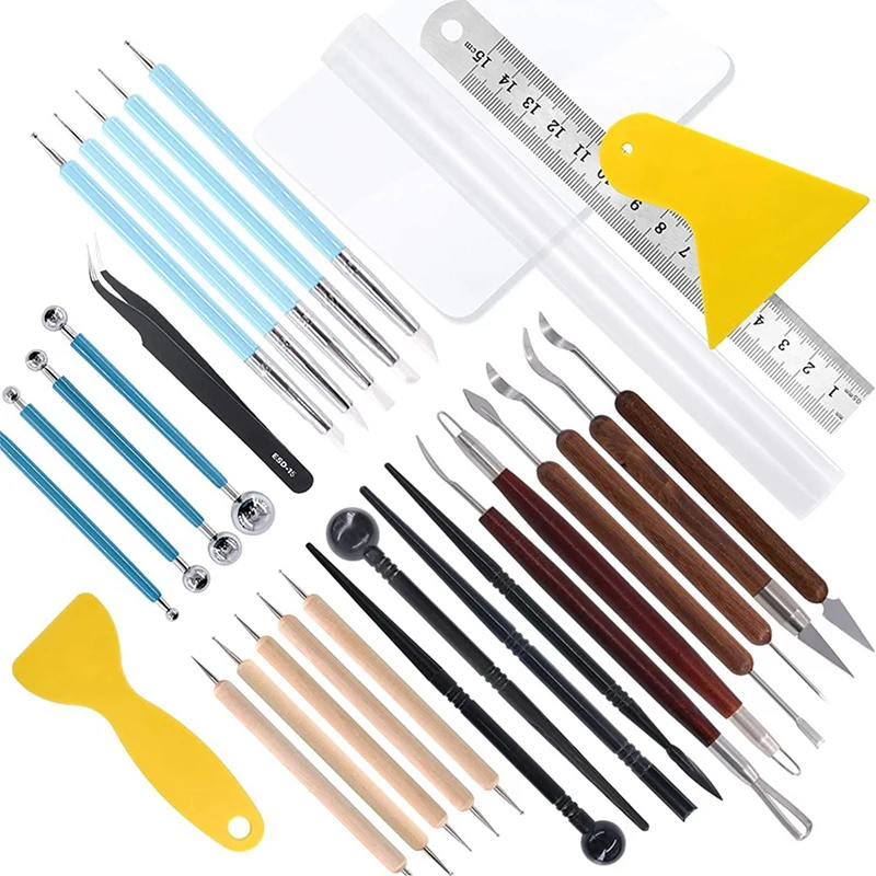 HOT-30Pcs Набор для моделирования из глины, включая шариковые стилусы, точечные инструменты двойного назначения, силиконовые инструменты для Гончарной Глины
HOT-30Pcs Набор для моделирования из глины, включая шариковые стилусы, точечные инструменты двойного назначения, силиконовые инструменты для Гончарной Глины