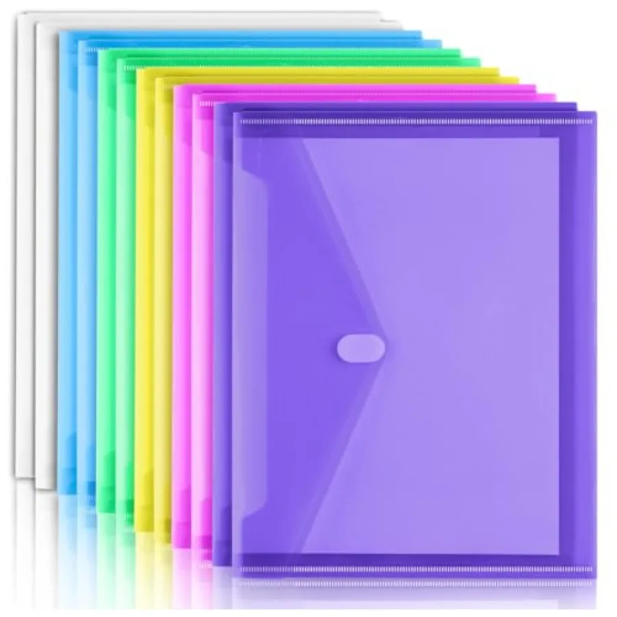 Pack Plastic Envelopes File Folders, Plastic Folders with Pockets, Colored Folder for Documents Organizer Letter/A4 Size, Clear
Pack Plastic Envelopes File Folders, Plastic Folders with Pockets, Colored Folder for Documents Organizer Letter/A4 Size, Clear