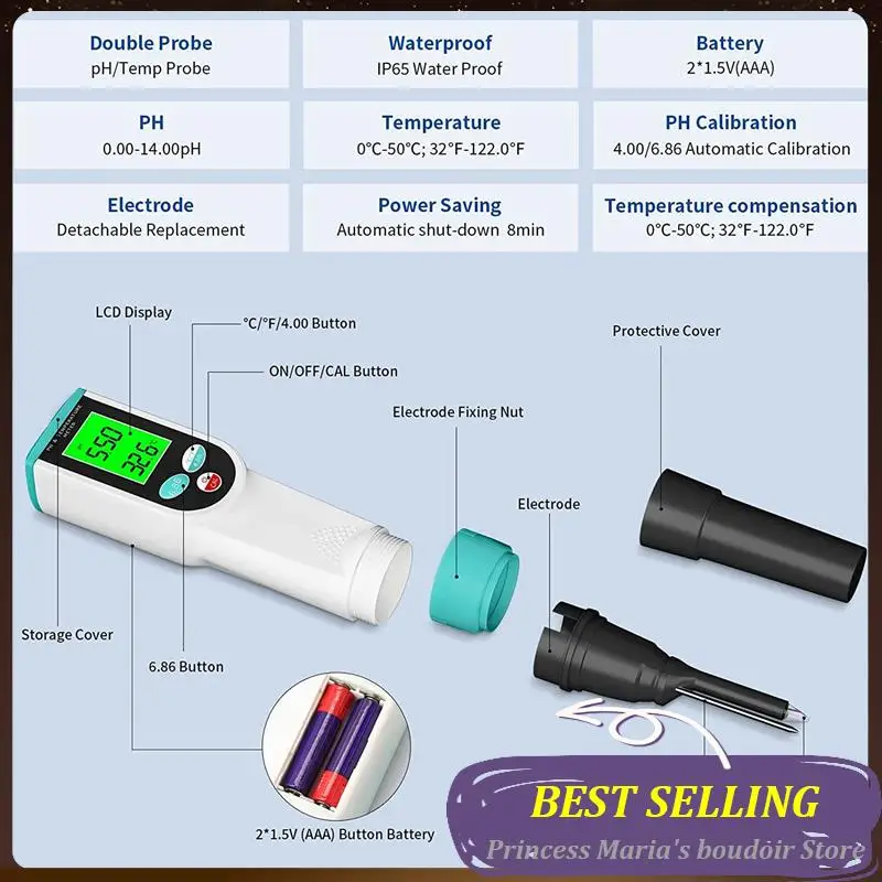 Измеритель AB30-PH с тестером pH пищевых продуктов ATC, водонепроницаемый цифровой измеритель pH пищевых продуктов с высокоточным датчиком PH/температуры 
Измеритель AB30-PH с тестером pH пищевых продуктов ATC, водонепроницаемый цифровой измеритель pH пищевых продуктов с высокоточным датчиком PH/температуры