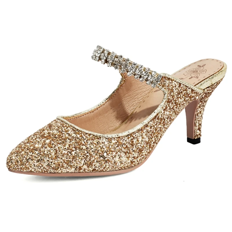 Summer Slippers Large Size 45 Close Point Toe Women's Mules Luxury Crystal Gold Silver High Heels Shoes Woman Casual Fashion
Summer Slippers Large Size 45 Close Point Toe Women's Mules Luxury Crystal Gold Silver High Heels Shoes Woman Casual Fashion