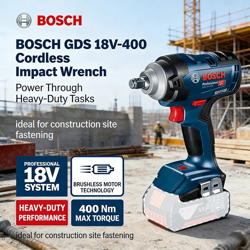 New Bosch GDS 18V-400 18V Impact Wrench, High Breakaway Torque, Anti-Slip Grip for Safe, Controlled Operation
New Bosch GDS 18V-400 18V Impact Wrench, High Breakaway Torque, Anti-Slip Grip for Safe, Controlled Operation