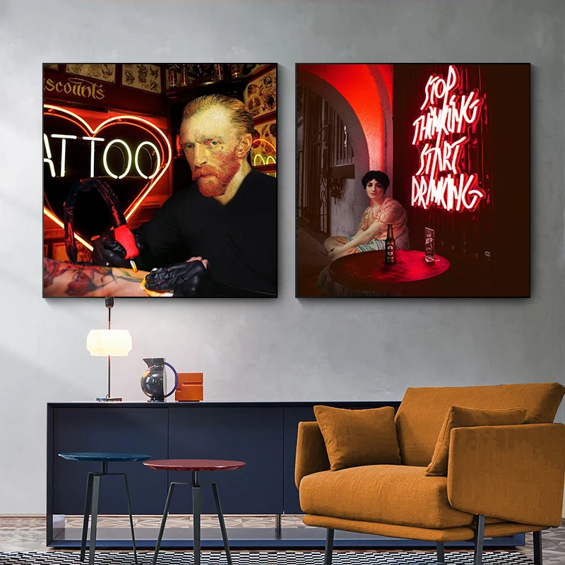 Funny Neon Van Gogh Tattoo Posters Nordic Figure Canvas Painting Modern Decor Pictures Prints Mural for Living Room Bar Unframed
Funny Neon Van Gogh Tattoo Posters Nordic Figure Canvas Painting Modern Decor Pictures Prints Mural for Living Room Bar Unframed