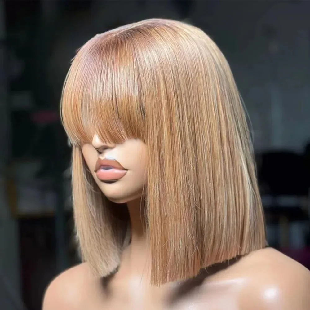 Honey Blonde Bangs Short Bob Straight Lace Front Wigs Glueless 13x4 HD Lace Wigs Preplucked Synthetic And Blend Daily Cosplay
Honey Blonde Bangs Short Bob Straight Lace Front Wigs Glueless 13x4 HD Lace Wigs Preplucked Synthetic And Blend Daily Cosplay
