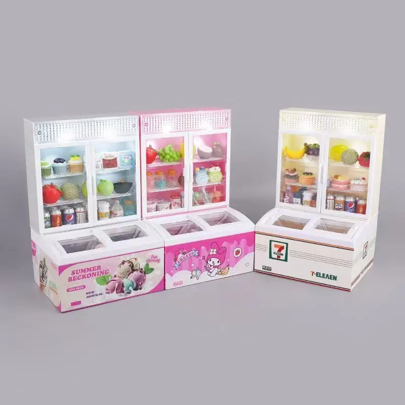Children's mini supermarket ice cream beverage cabinet toys miniature transparent display cabinet food play house ornament
Children's mini supermarket ice cream beverage cabinet toys miniature transparent display cabinet food play house ornament