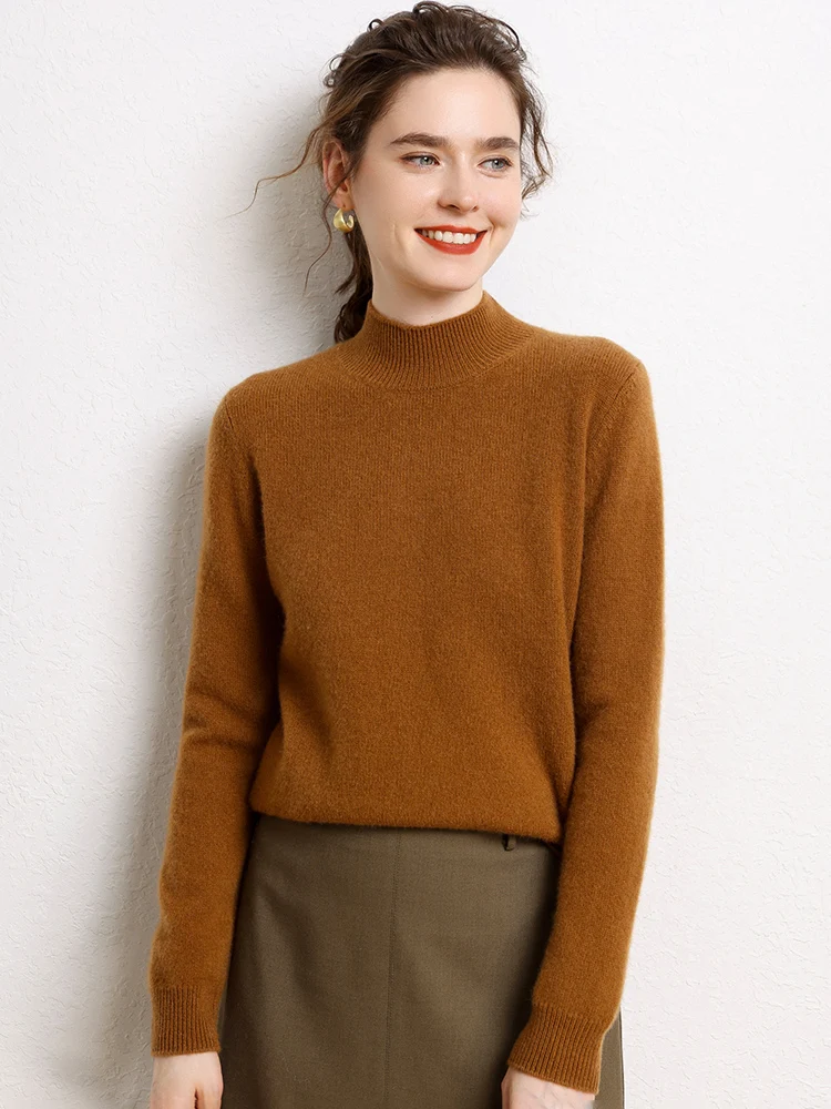 Luxury Women Mock Neck Cashmere Pullover 100% Cashmere Sweater Autumn Winter Long Sleeve Jumper Soft Warm Basic Knitwear Tops
Luxury Women Mock Neck Cashmere Pullover 100% Cashmere Sweater Autumn Winter Long Sleeve Jumper Soft Warm Basic Knitwear Tops