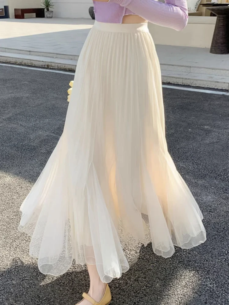 Spring Summer Women Mesh Skirt Girl Elastic High Waist Skirts Long Mermaid Female Bottoms For Slim Women
Spring Summer Women Mesh Skirt Girl Elastic High Waist Skirts Long Mermaid Female Bottoms For Slim Women