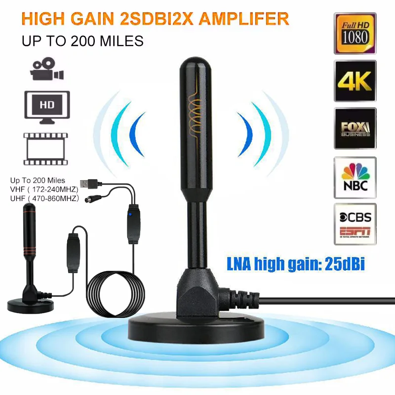Digital Indoor Amplified TV Antenna HD TV 200 Miles Antenna Ultra HDTV With Amplifier VHF/UHF Quick Response Outdoor Aerial Set
Digital Indoor Amplified TV Antenna HD TV 200 Miles Antenna Ultra HDTV With Amplifier VHF/UHF Quick Response Outdoor Aerial Set