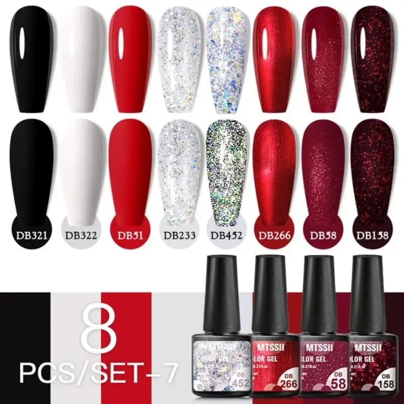 Mtssii 8pcs Red White Nail Gel Polish Set Sparkling Semi Permanent Soak Off UV Led Art Gel Varnish Kit For Nail Manicures
Mtssii 8pcs Red White Nail Gel Polish Set Sparkling Semi Permanent Soak Off UV Led Art Gel Varnish Kit For Nail Manicures