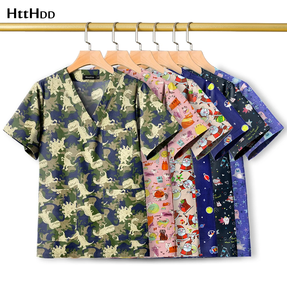 Christmas Uniform Medical Blouses Cotton Cartoon Printed Work Wear Breathable Short Sleeved Top Doctor Nurse Medical Scrub Shirt
Christmas Uniform Medical Blouses Cotton Cartoon Printed Work Wear Breathable Short Sleeved Top Doctor Nurse Medical Scrub Shirt