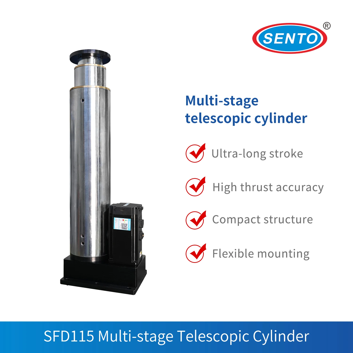 SFD115-10HB-3KN-R500 -SENTO Servo Electric Cylinder, High Precision, Stable Thrust, for Automation, Press Fitting, Positioning.
SFD115-10HB-3KN-R500 -SENTO Servo Electric Cylinder, High Precision, Stable Thrust, for Automation, Press Fitting, Positioning.
