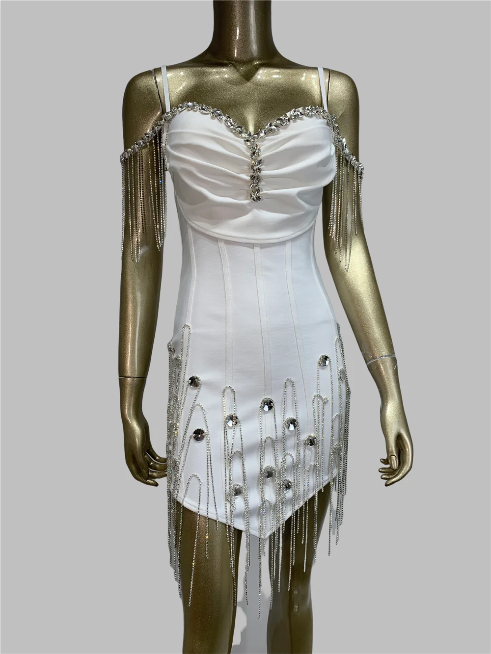 Women Luxury Evening Club Party Dress Sexy White Black Spaghetti Strap Crystal Tassel Bodycon Mini Short Bandage Dresses
Women Luxury Evening Club Party Dress Sexy White Black Spaghetti Strap Crystal Tassel Bodycon Mini Short Bandage Dresses