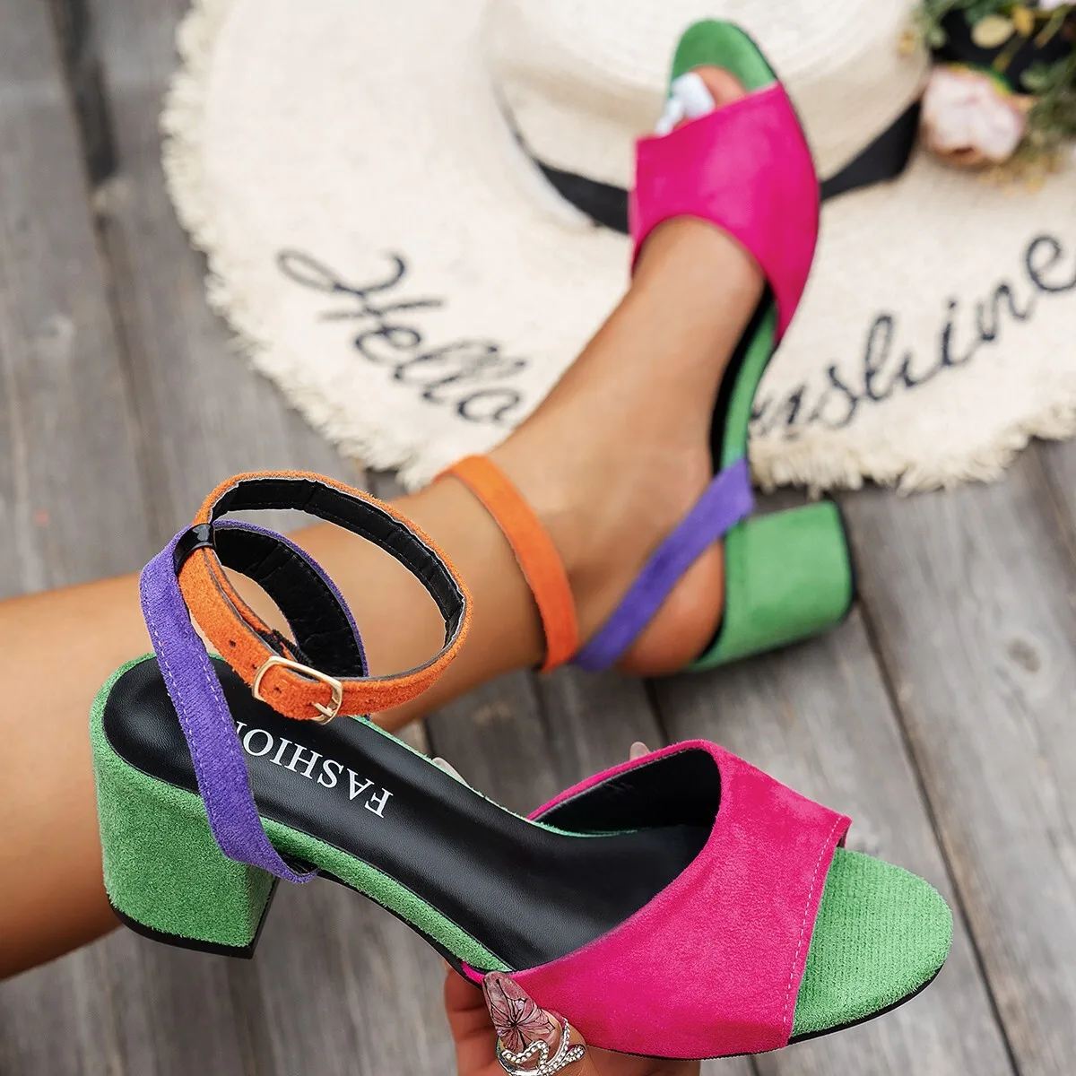 Plus-size Spring New Style Colorful Lace-up High-heeled Sandals With Square Toe And Chunky Heel Dubai Luxury Islam Elegant
Plus-size Spring New Style Colorful Lace-up High-heeled Sandals With Square Toe And Chunky Heel Dubai Luxury Islam Elegant