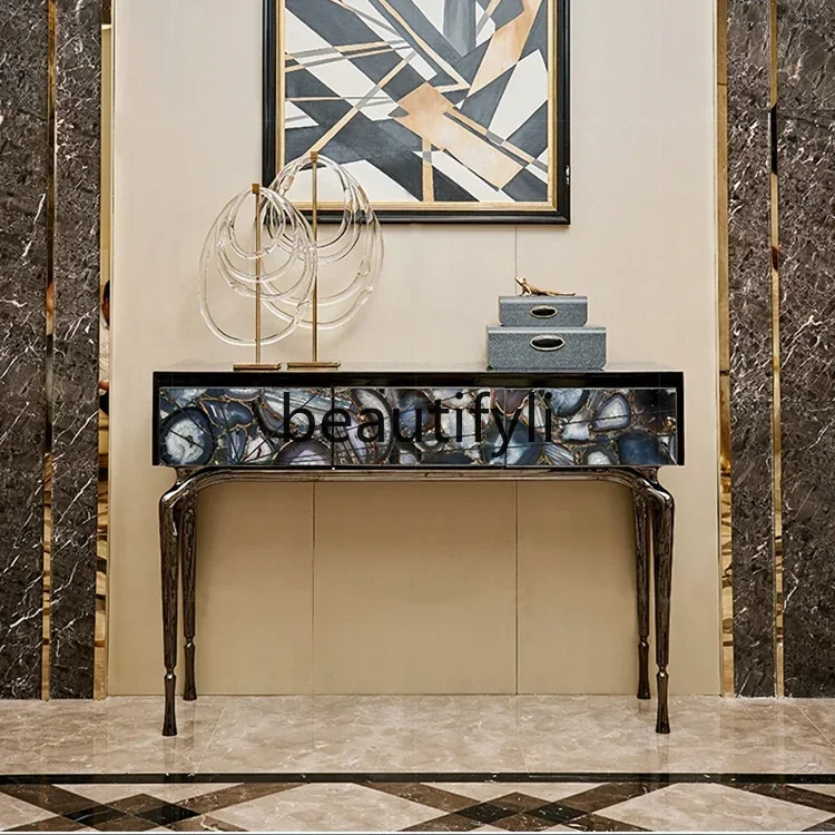 CItalian natural agate entrance table luxury storage table modern solid cast stainless steel table
CItalian natural agate entrance table luxury storage table modern solid cast stainless steel table