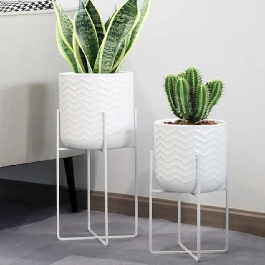 Indoor Outdoor Metal Planters with Stand for Living Room Kitchen Office Garden Balcony Patio Decor White, 18 12 Tall, Modern De
Indoor Outdoor Metal Planters with Stand for Living Room Kitchen Office Garden Balcony Patio Decor White, 18 12 Tall, Modern De