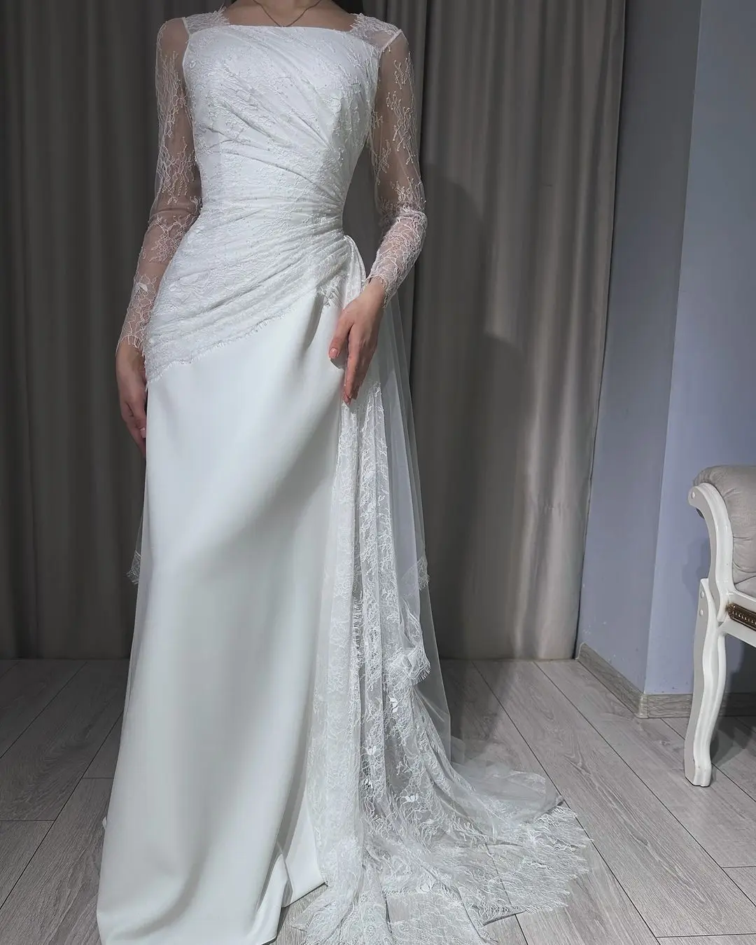 Customized Mermaid Long Sleeves Prom Dresses Square Neck Lace Party Dresses Floor Length Formal Evening Dresses
Customized Mermaid Long Sleeves Prom Dresses Square Neck Lace Party Dresses Floor Length Formal Evening Dresses