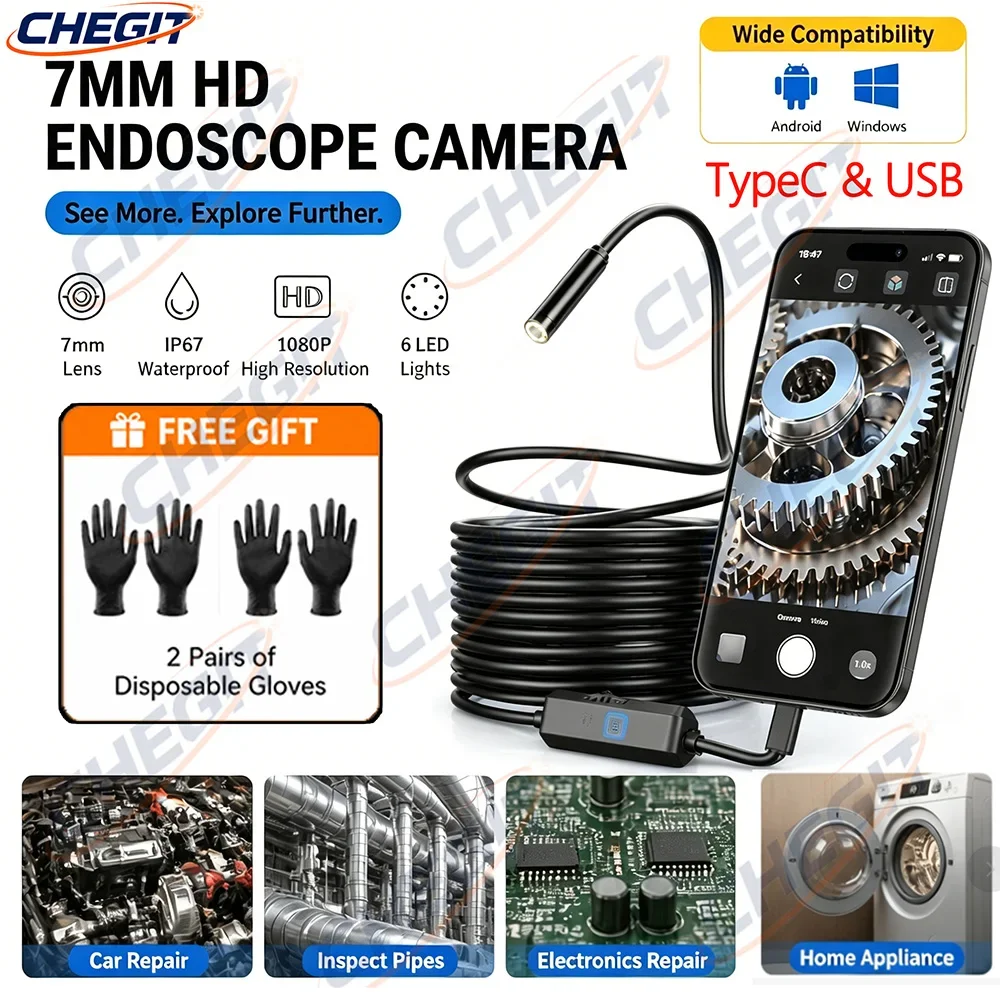 HD USB Industrial Endoscope Camera for Android/PC Single Lens Mini Inspection Camera Waterproof Pipeline Borescope Type C Gift
HD USB Industrial Endoscope Camera for Android/PC Single Lens Mini Inspection Camera Waterproof Pipeline Borescope Type C Gift