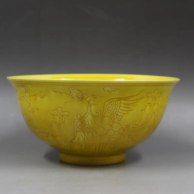 Chinese exquisite handicraft Yellow Glaze Porcelain Carved Phoenix Design Bowl 6.0 inch
Chinese exquisite handicraft Yellow Glaze Porcelain Carved Phoenix Design Bowl 6.0 inch