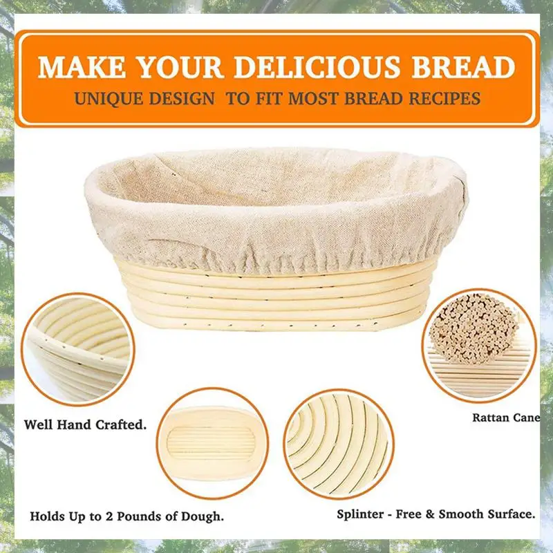 Premium-8 Packs 10 Inch Oval Shaped Bread Proofing Basket - Baking Dough Bowl Gifts For Bakers Proving Baskets
Premium-8 Packs 10 Inch Oval Shaped Bread Proofing Basket - Baking Dough Bowl Gifts For Bakers Proving Baskets