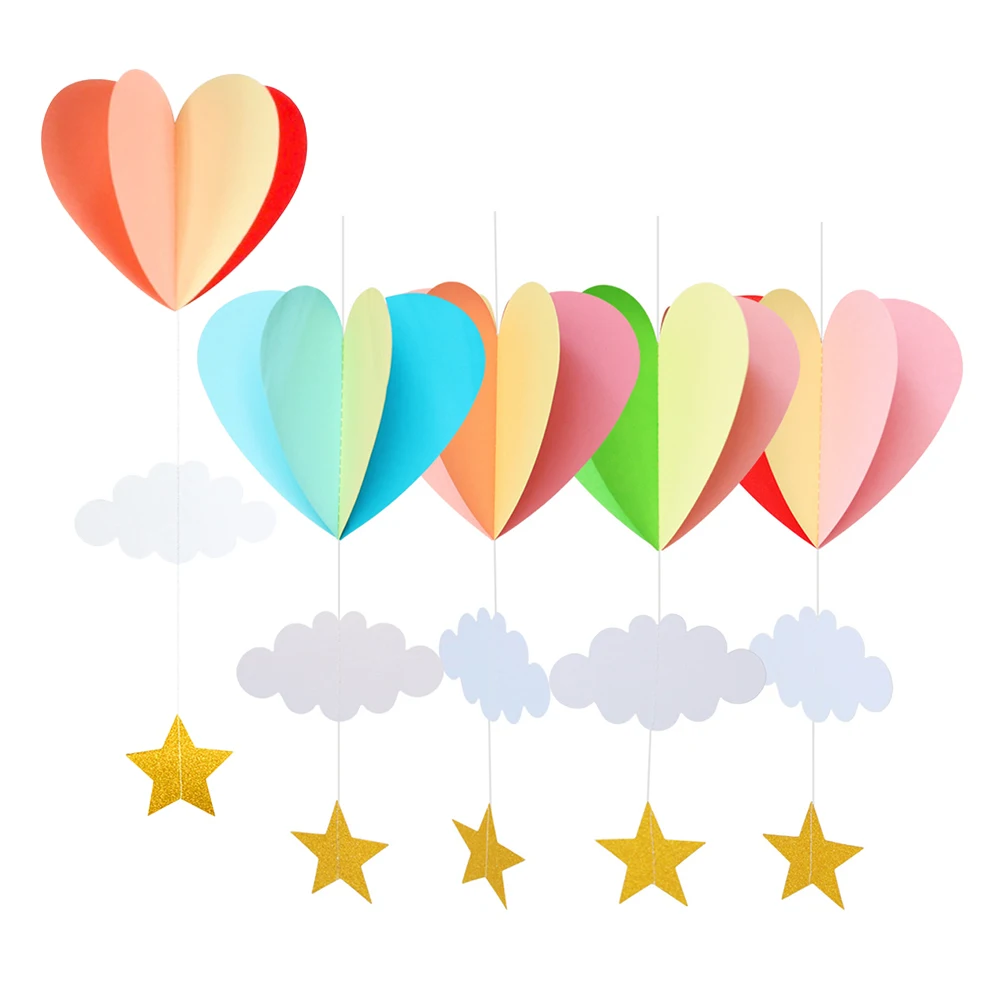 5pcs Heart Shaped Hanging Ornaments Paper Decoration With Clouds Stars For Kids Bedroom Wedding Birthday Party Supplies
5pcs Heart Shaped Hanging Ornaments Paper Decoration With Clouds Stars For Kids Bedroom Wedding Birthday Party Supplies