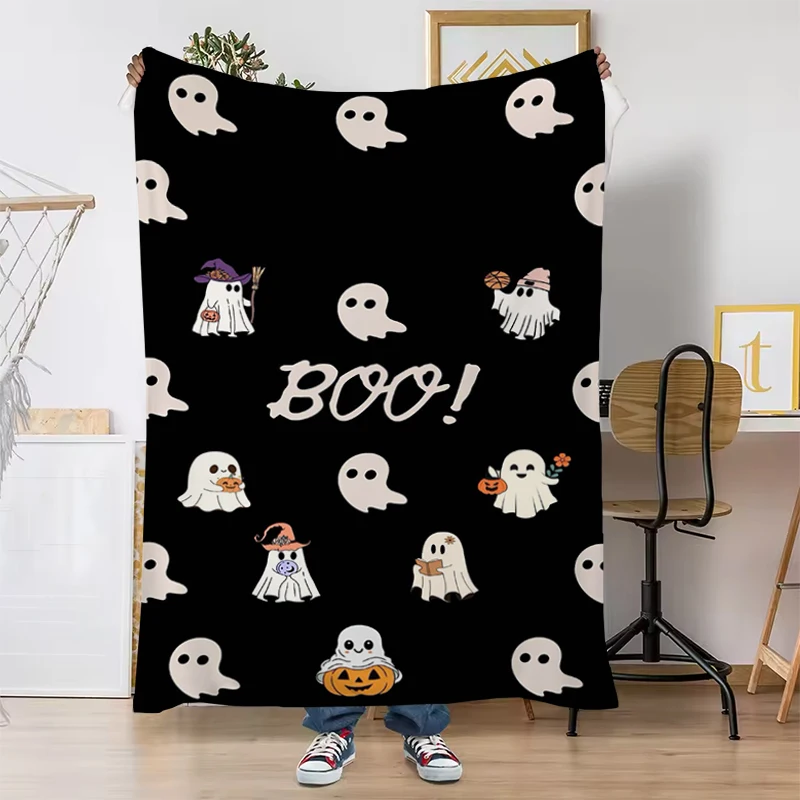 Spooky Halloween Blanket: Ghosts, Pumpkins, and Boo Signs! Flannel blanket, soft and comfortable, all season use,gift 
Spooky Halloween Blanket: Ghosts, Pumpkins, and Boo Signs! Flannel blanket, soft and comfortable, all season use,gift