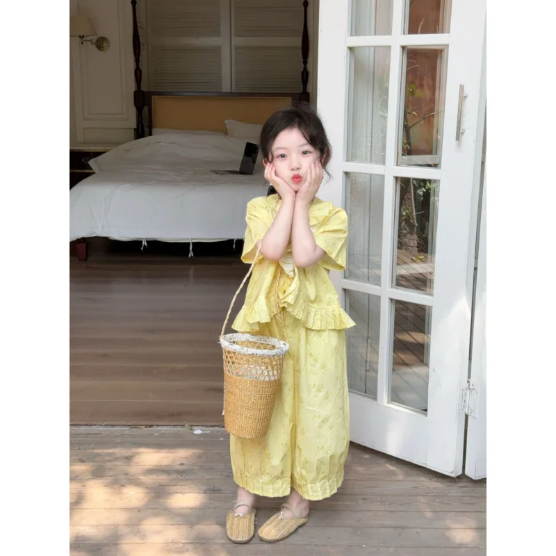 Girls Suit2025Summer New Style Toddler Short Sleeve Top for Kids9Two-Piece Wide-Leg Pants Set Trendy
Girls Suit2025Summer New Style Toddler Short Sleeve Top for Kids9Two-Piece Wide-Leg Pants Set Trendy