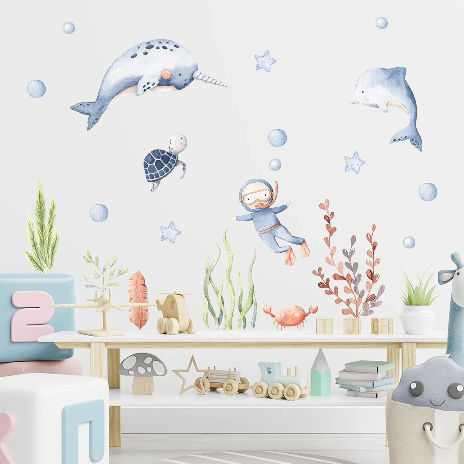 Cartoon Cute Ocean Animal Watercolor Nursery Stickers Removable Wall Decals Art Print childrens Boys Room Interior Home Decor
Cartoon Cute Ocean Animal Watercolor Nursery Stickers Removable Wall Decals Art Print childrens Boys Room Interior Home Decor