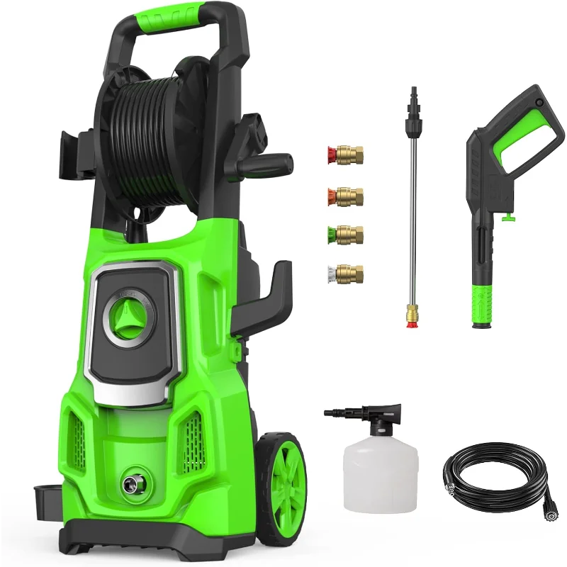 Электрическая мойка высокого давления 4800PSI MAX, максимальная мощность PSI, мощная мойка 2,6 галлона в минуту с катушкой для шланга, 4 быстроразъемными насадками, пенопластовая пушка
Электрическая мойка высокого давления 4800PSI MAX, максимальная мощность PSI, мощная мойка 2,6 галлона в минуту с катушкой для шланга, 4 быстроразъемными насадками, пенопластовая пушка