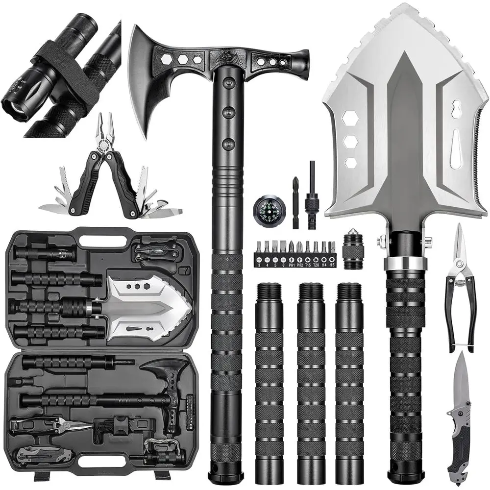 Portable Outdoor Survival Shovel and Axe Set with High Carbon Steel for Camping, Hiking, and Backpacking
Portable Outdoor Survival Shovel and Axe Set with High Carbon Steel for Camping, Hiking, and Backpacking