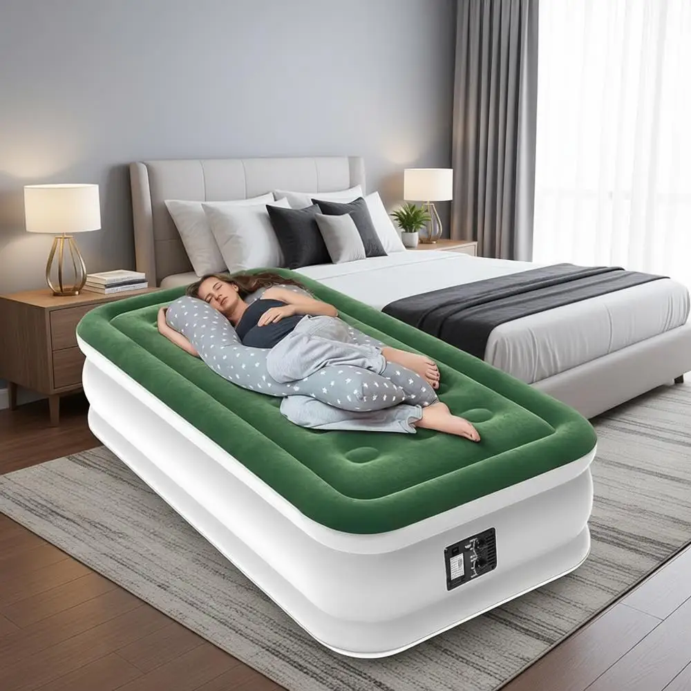 Upgraded Twin Inflatable Mattress with Quick Setup, Double Air Chambers, 18 Height, Supports Up to 550lbs for Camping, Home, and
Upgraded Twin Inflatable Mattress with Quick Setup, Double Air Chambers, 18 Height, Supports Up to 550lbs for Camping, Home, and