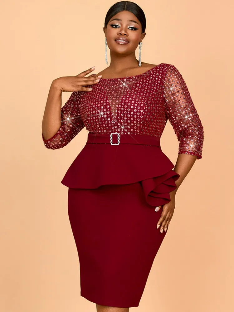 African Dresses For Women Summer Spring Africa Clothing 3/4 Sleeve Sexy O-Neck Perspective Slim Office Lady Party Dress 2025
African Dresses For Women Summer Spring Africa Clothing 3/4 Sleeve Sexy O-Neck Perspective Slim Office Lady Party Dress 2025