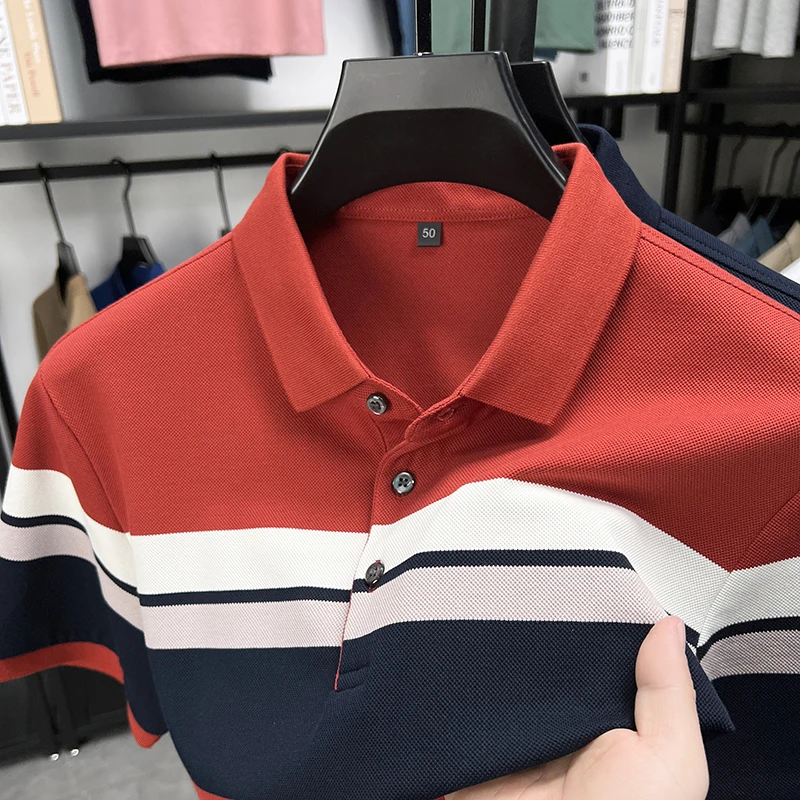 Полосатая мужская рубашка-поло, классическая хлопковая футболка с лацканами и короткими рукавами, повседневная дышащая эластичная летняя деловая спортивная одежда
Полосатая мужская рубашка-поло, классическая хлопковая футболка с лацканами и короткими рукавами, повседневная дышащая эластичная летняя деловая спортивная одежда