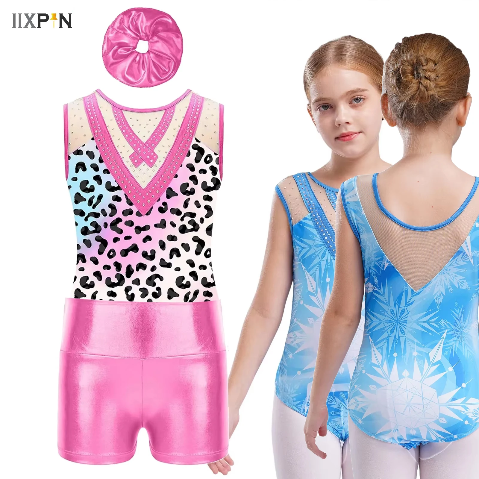 Kid Girls Sports Set Sleeveless Sheer Mesh Ballet Gymnastics Leotard with Shorts Hairband for Figure Skating Workout Performance
Kid Girls Sports Set Sleeveless Sheer Mesh Ballet Gymnastics Leotard with Shorts Hairband for Figure Skating Workout Performance