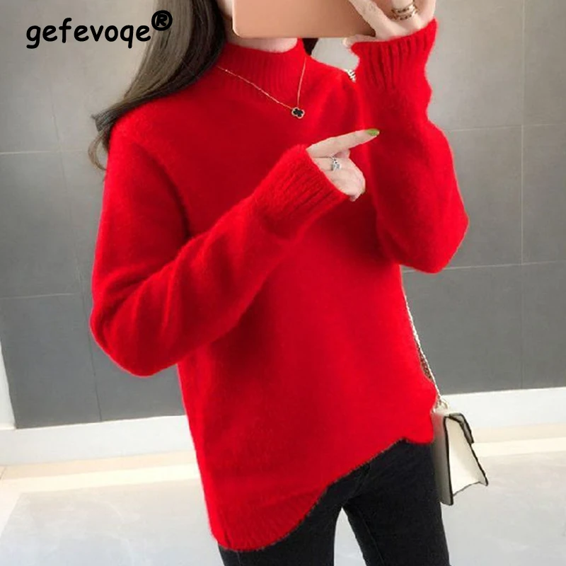 2023 Autumn Winter Women Korean Style Half High Collar Soft Knitted Sweater Casual Solid Long Sleeve Loose Pullover Tops Jumpers
2023 Autumn Winter Women Korean Style Half High Collar Soft Knitted Sweater Casual Solid Long Sleeve Loose Pullover Tops Jumpers