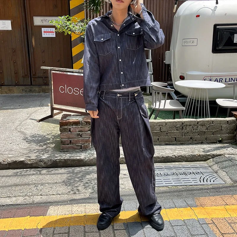 Denim Jacket Men's Spring Autumn Loose Long Sleeves Turn Down Collar Tops Straight Jeans Trousers Suit Cowboy Two-piece Sets
Denim Jacket Men's Spring Autumn Loose Long Sleeves Turn Down Collar Tops Straight Jeans Trousers Suit Cowboy Two-piece Sets