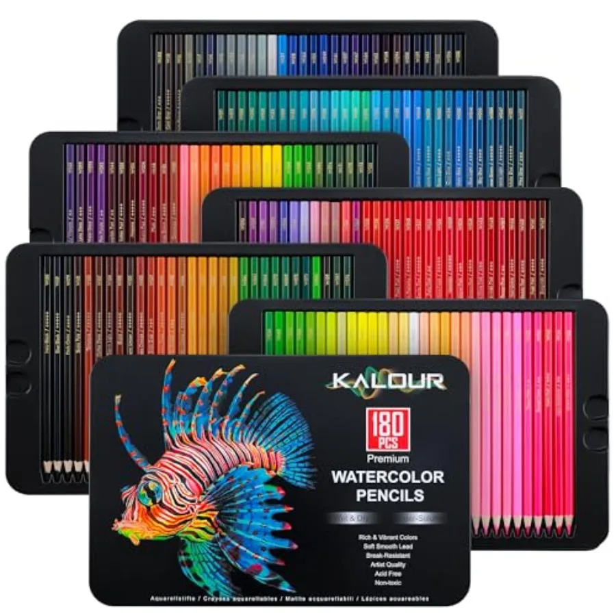 Professional Watercolor Pencils, 180 Colors Set, Water-Soluble
Professional Watercolor Pencils, 180 Colors Set, Water-Soluble