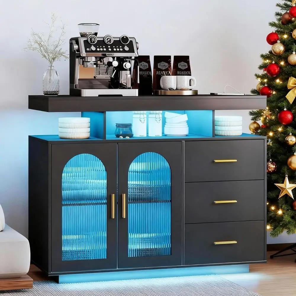 40-LED Charging Station Cabinet with Auto Sensor, RGB 24-Color Lights, Coffee Bar Storage for Living Room (Black)
40-LED Charging Station Cabinet with Auto Sensor, RGB 24-Color Lights, Coffee Bar Storage for Living Room (Black)