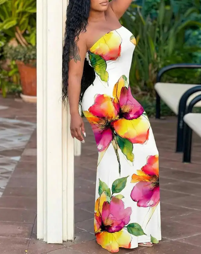 Women Dresses 2026 Spring Summer New Fashion Watercolor Floral Print Strapless Sleeveless Slim Fit Elastic Straight Long Dress
Women Dresses 2026 Spring Summer New Fashion Watercolor Floral Print Strapless Sleeveless Slim Fit Elastic Straight Long Dress