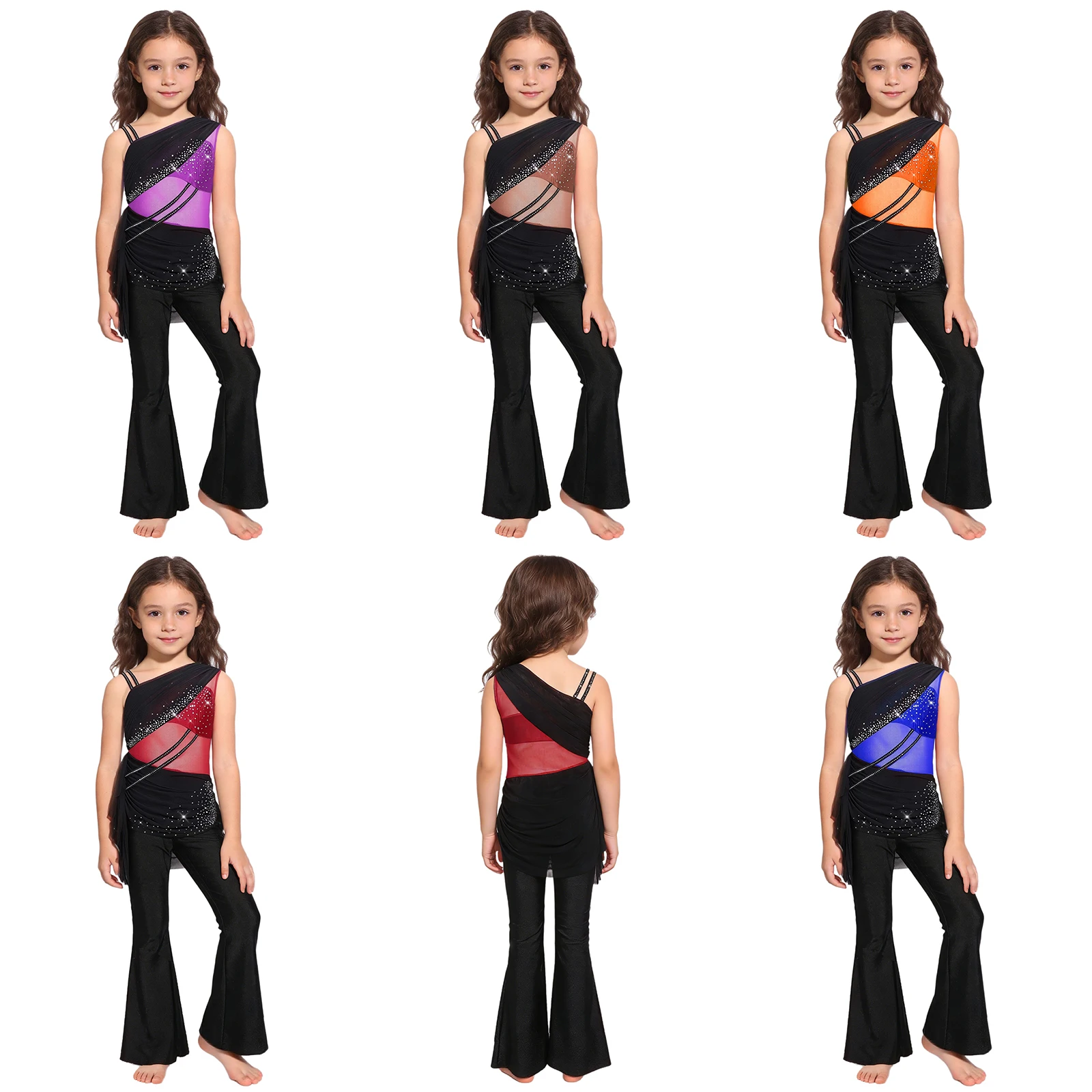 6-16Y Girls Lyrical Dance Jumpsuit Rhinestones Mesh Overlay Flared Bodysuit for Figure Skating Gymnastics Acrobatics Latin Jazz
6-16Y Girls Lyrical Dance Jumpsuit Rhinestones Mesh Overlay Flared Bodysuit for Figure Skating Gymnastics Acrobatics Latin Jazz