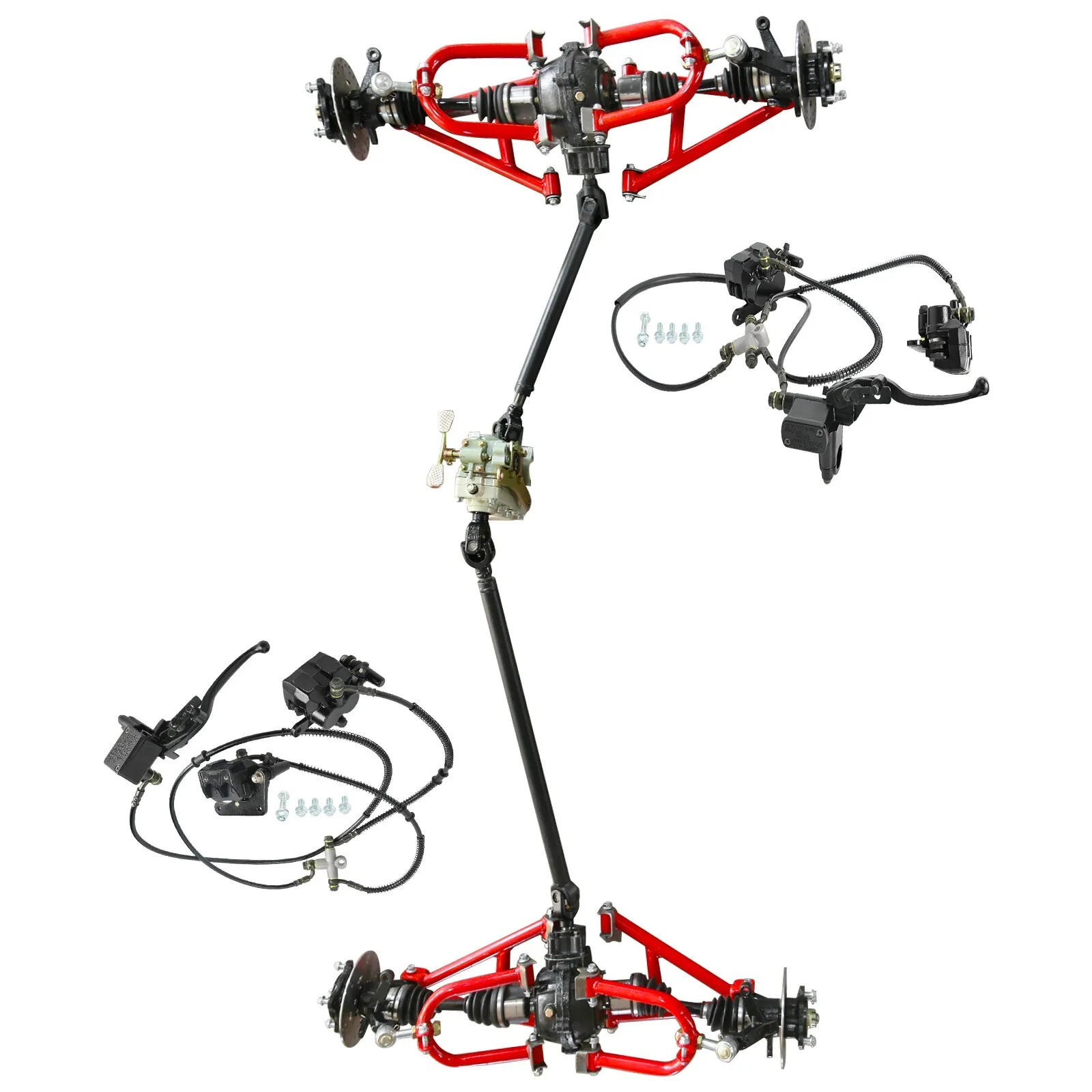 Go Kart Front Rear Drive Shaft CV Axle Kit+Reverse Gear Box+Swing Arm+Steering Wheel Spindle for DIY Quad Buggy Off-Road ATV
Go Kart Front Rear Drive Shaft CV Axle Kit+Reverse Gear Box+Swing Arm+Steering Wheel Spindle for DIY Quad Buggy Off-Road ATV
