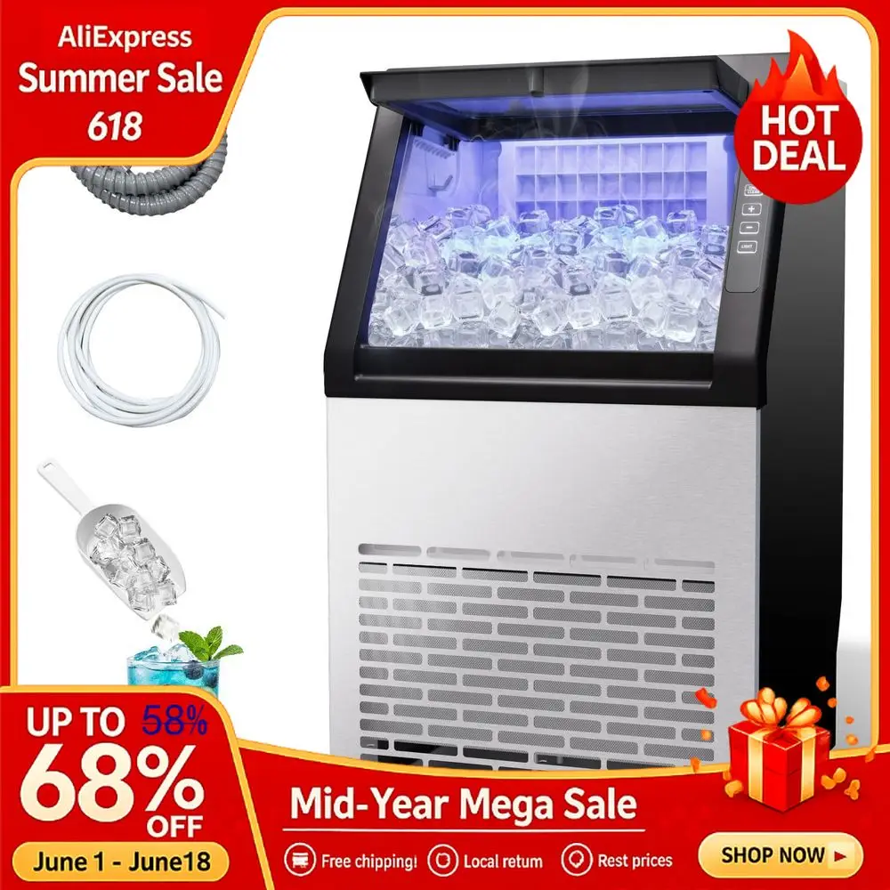 Ice Maker Machine, 100LBS 24H with 20lbs Storage, Stainless Steel Freestanding amp Under Counter Ice Maker with Self, Custom
Ice Maker Machine, 100LBS 24H with 20lbs Storage, Stainless Steel Freestanding amp Under Counter Ice Maker with Self, Custom