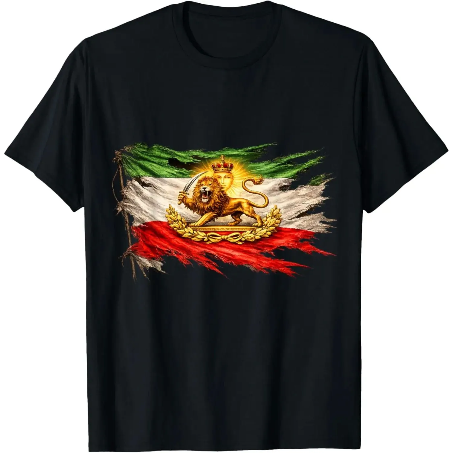 Iran Flag Lion Sun Emblem T-Shirt Unisex Fashion Clothing round Neck Short Sleeve PU Leather Clean Fit Nine Points Sleeve Style
Iran Flag Lion Sun Emblem T-Shirt Unisex Fashion Clothing round Neck Short Sleeve PU Leather Clean Fit Nine Points Sleeve Style