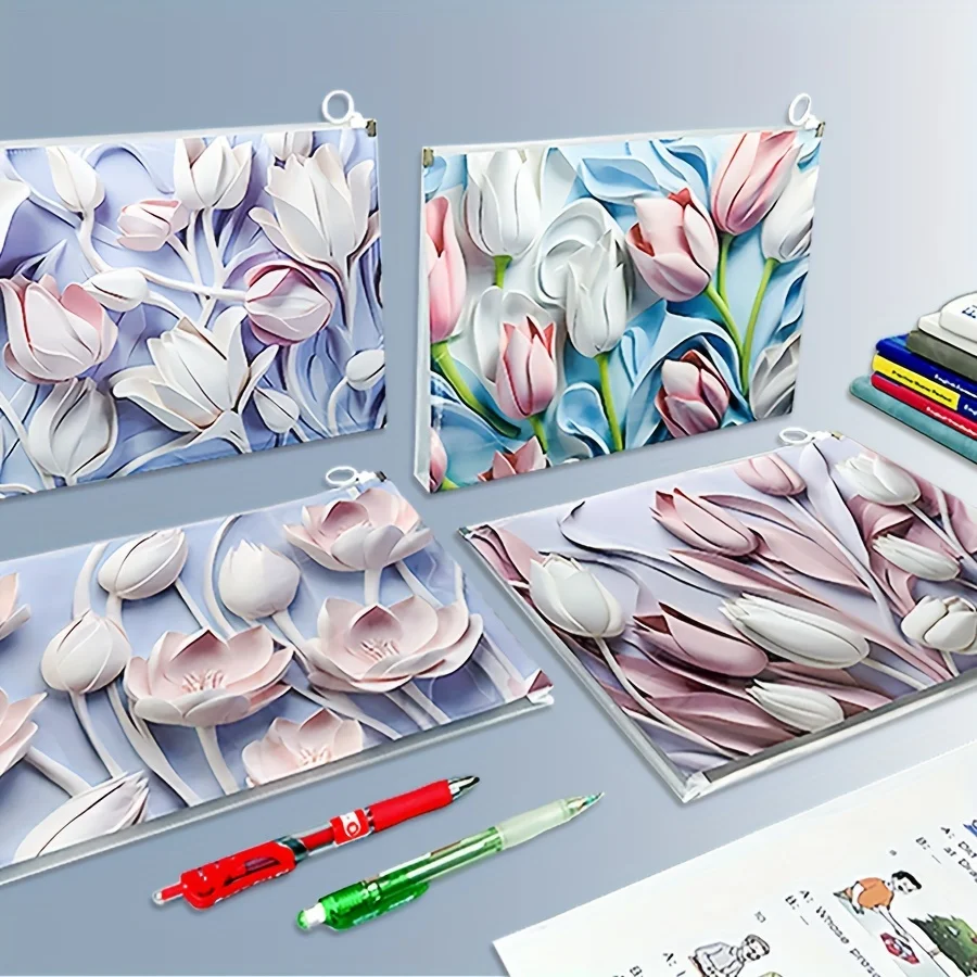 4pcs A4 Tulip 3D Document Bags - Durable PP Office File Organizer, Exam & Study Pouch,School Report Storage,Spring Festival gift
4pcs A4 Tulip 3D Document Bags - Durable PP Office File Organizer, Exam & Study Pouch,School Report Storage,Spring Festival gift