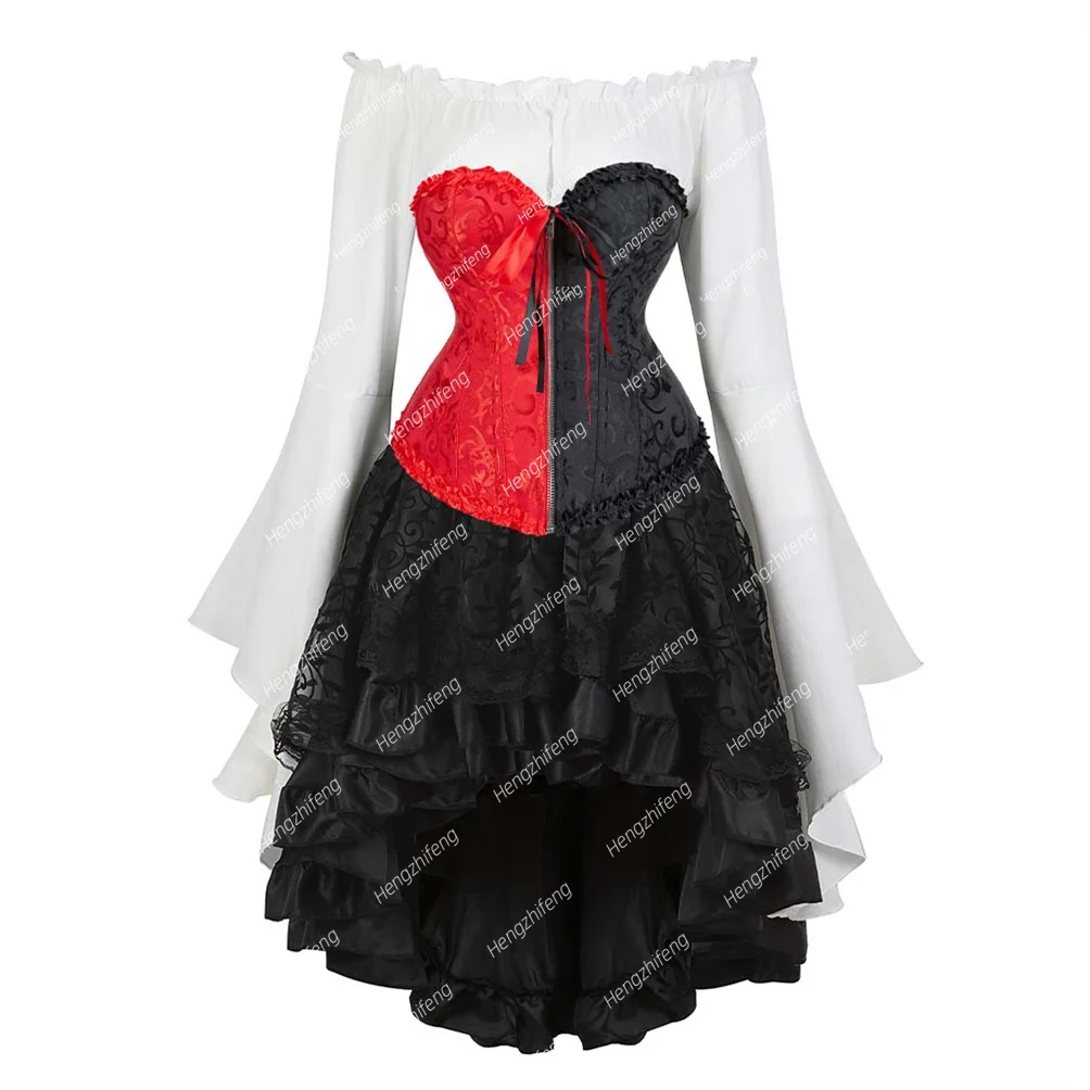 Steampunk Corset Skirt with Blouse Outfits Sexy Gothic Basque Lace Up Bustier Corsage Dress 3 Piece Party Costumes Waist Trainer
Steampunk Corset Skirt with Blouse Outfits Sexy Gothic Basque Lace Up Bustier Corsage Dress 3 Piece Party Costumes Waist Trainer